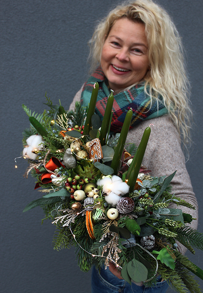 Orange Christmas, świąteczny komplet stroik&wianek 