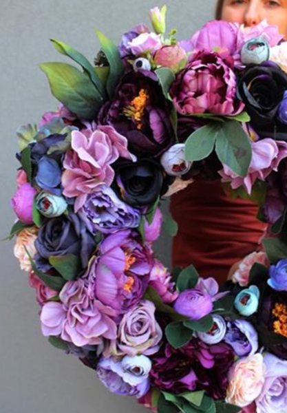 Caryca Katarzyna Indygo Premium wyjątkowy wianek na drzwi, śr.50cm 