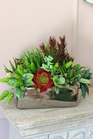Maria Silver, kompozycja ze sztucznych sukulentów w donicy glamour, wys.25cm