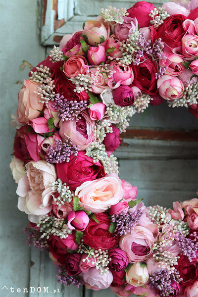 Bellisa Donna, wianek na drzwi w kolorze intensywnego różu, śr.36cm 