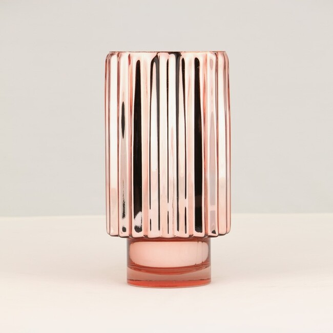 OD RĘKI Morlano Glamour, elegancki szklany wazon, różowe złoto, wys.30cm