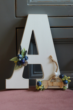 dekorowana litera, Autko Blue, 1szt.