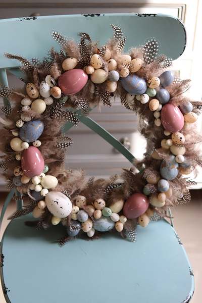 Easter Mood, wielkanocny wianek z piórami, śr.40cm 