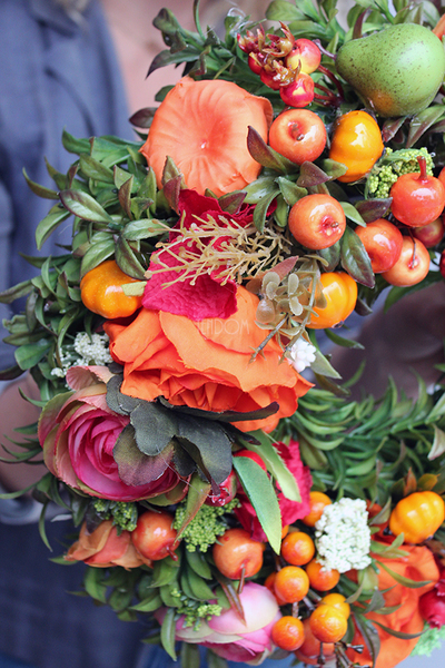 jesienny pomarańczowy wianek na drzwi Orangina, śr.32cm