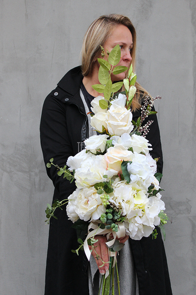 bukiet / dekoracja nagrobna Biel, dł.88cm