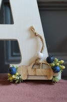 dekorowana litera, Autko Blue, 1szt.