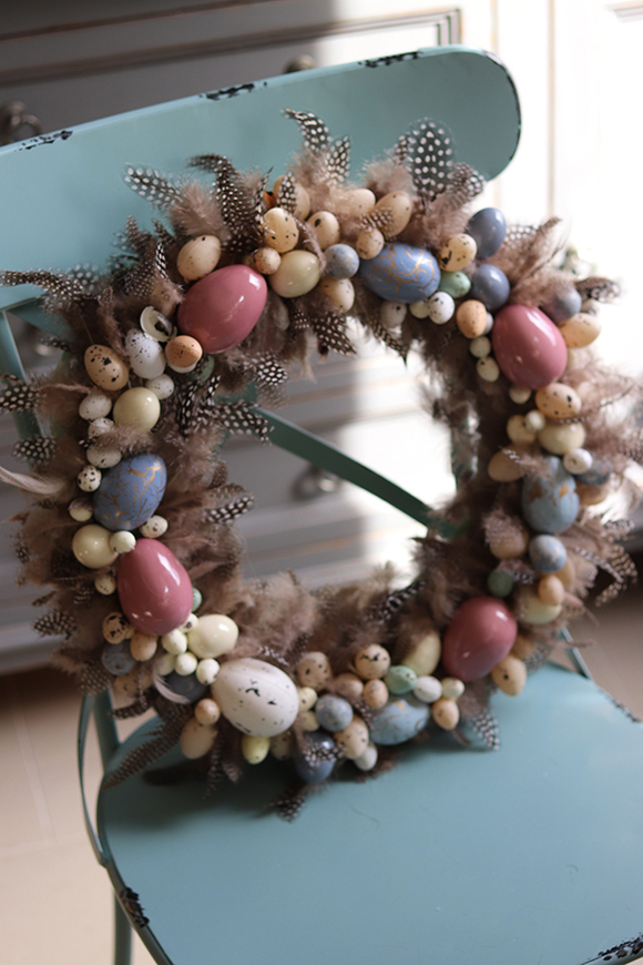 Easter Mood, wielkanocny wianek z piórami, śr.40cm