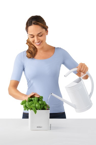 Cube, elegancka donica z nawadnianiem, szara, wym.14x14cm