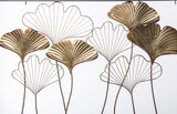 Ginko Glamour, złoty decor ścienny z miłorzębem, wym.70x100x2.5cm