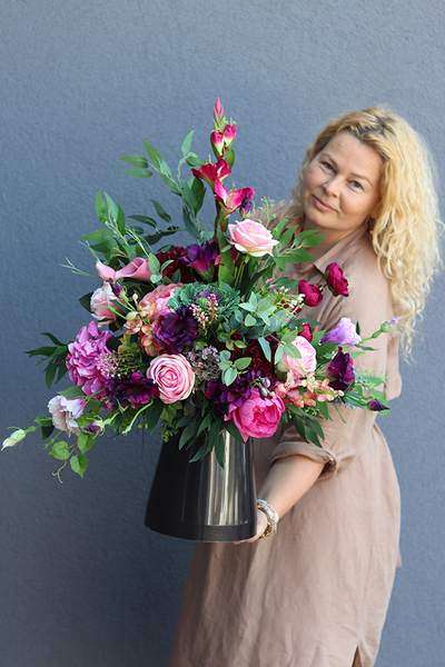 Settia, bukiet nagrobny we flakonie, dł.75cm