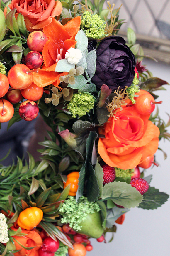 jesienny pomarańczowy wianek na drzwi Orangina, śr.32cm