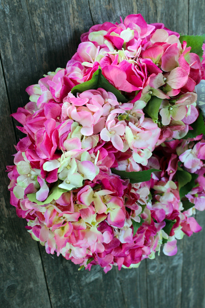 Różowa Hortensja wianek na drzwi, śr.40cm 