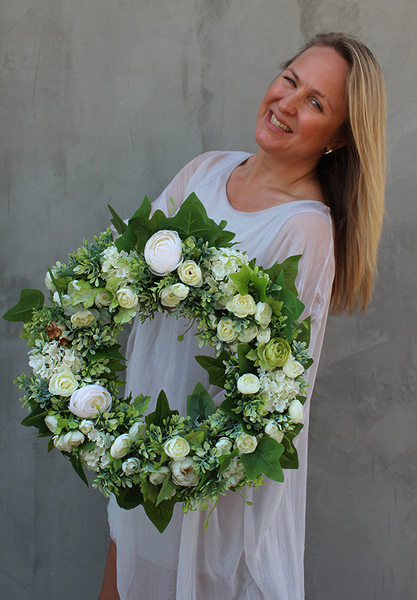 Anna, dekoracyjny wianek kwiatowy, śr.40cm 