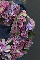 Fioletowe Hortensje, gęsty wianek na drzwi, śr.40cm 