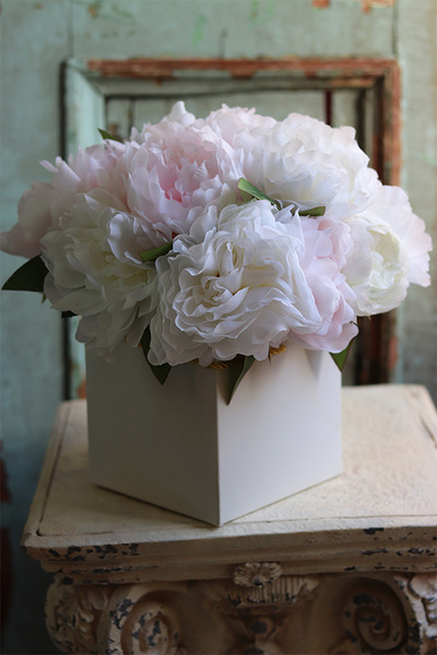 Peonies Flowers, flowerbox z gęstymi kwiatami peonii, wym.35x35cm