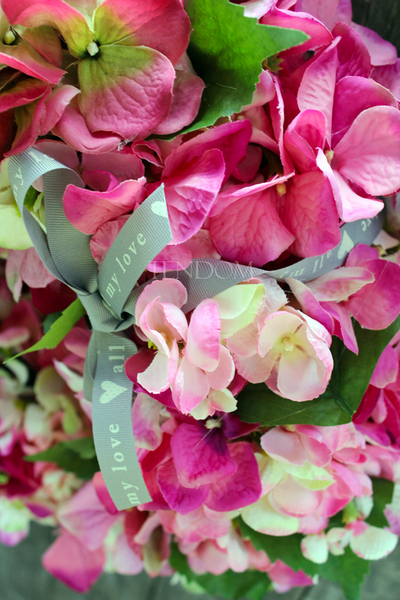 Różowa Hortensja wianek na drzwi, śr.40cm 