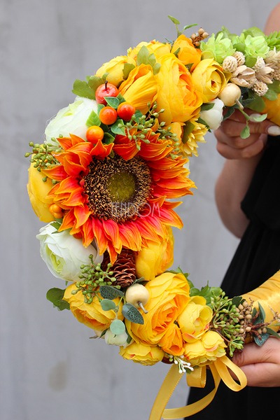 jesienny wianek Słonecznik, śr.34cm 