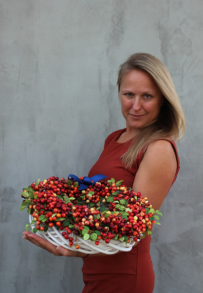 Jesień u Magdaleny Knitter, dekoracyjny wianek / stroik, śr.40cm