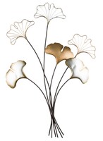 Ginko Glamour A, złoty decor ścienny z miłorzębem, wym.77x38x2cm