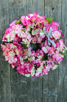 Różowa Hortensja wianek na drzwi, śr.40cm 