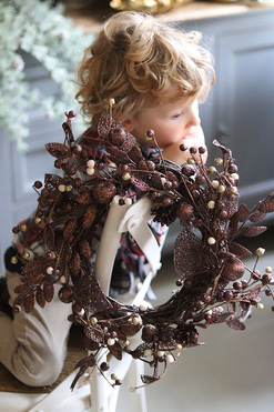 bożonarodzeniowy wianek na drzwi stroik na stół, Zimowa Nostalgia śr.40cm