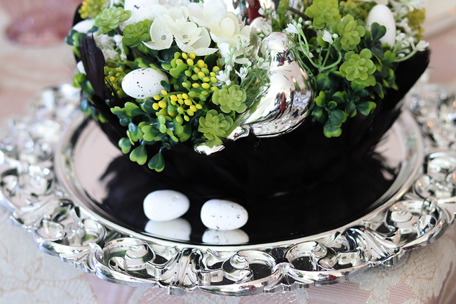 Pióra Glamour, Czerń, wielkanocny stroik, śr. 24/30cm