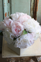 Peonies Flowers, flowerbox z gęstymi kwiatami peonii, wym.35x35cm