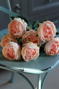 Bella Italia, bukiet łososiowych peoni, 7szt, dł.42cm