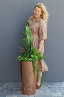 Acapulco Golderia, sukulenty z kaktusem w miedzianej donicy, wys.130cm 