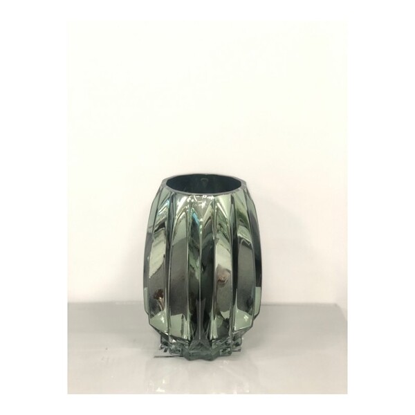 Corrida Glamour, elegancki szklany wazon, zielony, wys.19cm