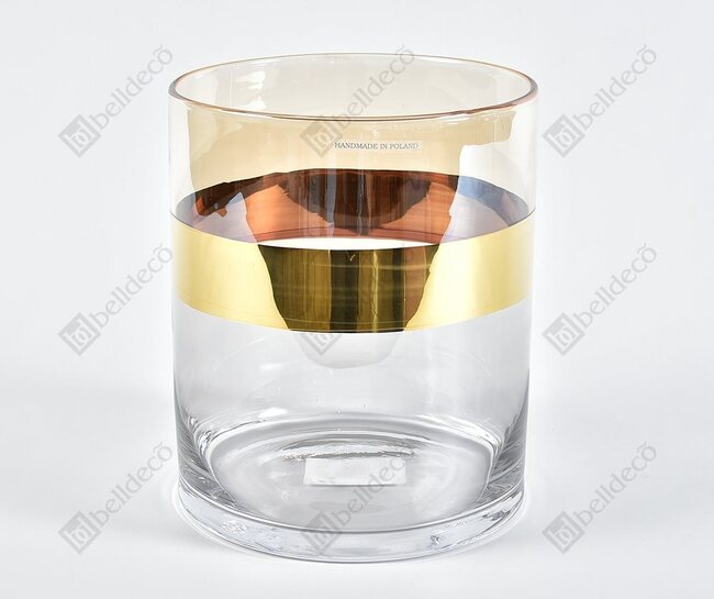 Pudrowy Róż, szklany lampion / wazon w kształcie walca, wym.15x15x18cm