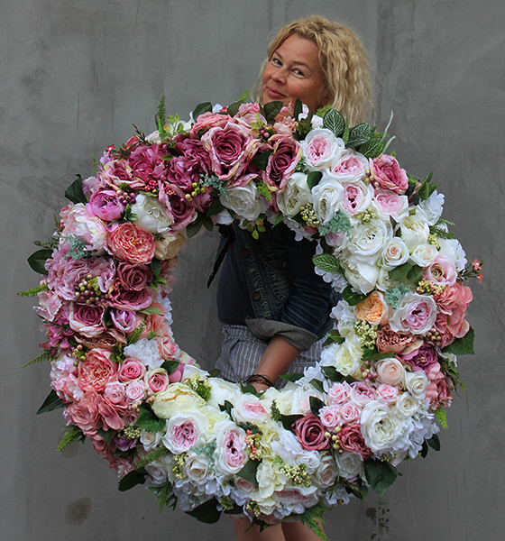 bardzo duży wianek na drzwi, Maria Antonina XXL, śr.90cm