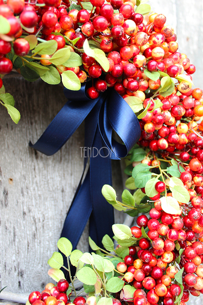 Jesień u Magdaleny Knitter, dekoracyjny wianek / stroik, śr.40cm