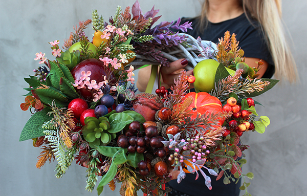 jesienny wianek na drzwi z owocami Piękno Jesieni, śr.36cm