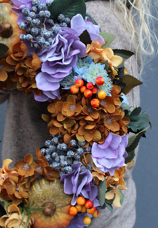 jesienny dekoracyjny wianek na drzwi Piękno Ogrodu, śr.40cm