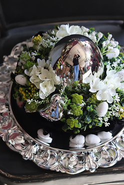 Pióra Glamour, Czerń, wielkanocny stroik, śr. 24/30cm