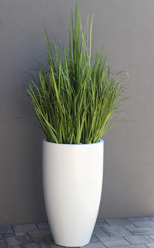 Geronia Fiberglass, wysokiej jakości sztuczna trawa w białej donicy, wys.170cm