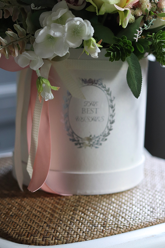 Pink Idylla, elegancki flowerbox w pastelowych barwach, wys.40cm