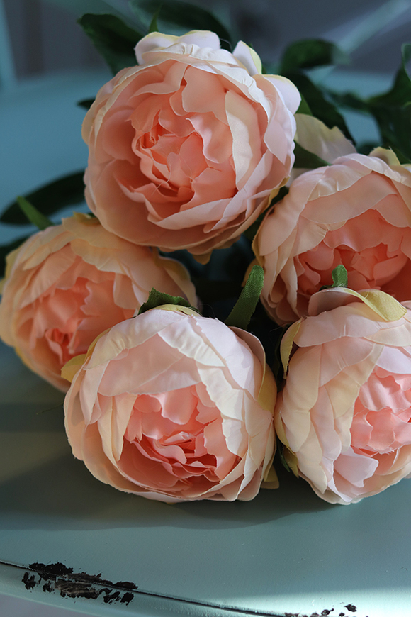 Bella Italia, bukiet łososiowych peoni, 7szt, dł.42cm