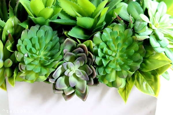 Batoneo, kompozycja ze sztucznych sukulentów w betonowej donicy, wys.22cm