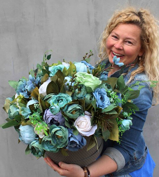 Blue Moon, bukiet / Flowerbox / kompozycja, wys.36cm