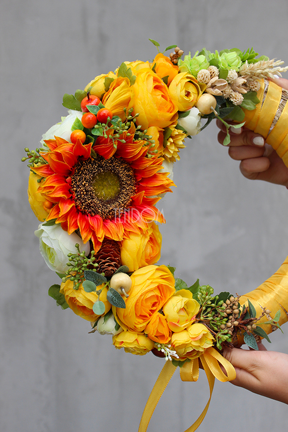 jesienny wianek Słonecznik, śr.34cm 