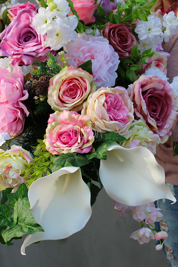 dekoracja / wiązanka nagrobna XL Różowa Aleja, dł.100cm 