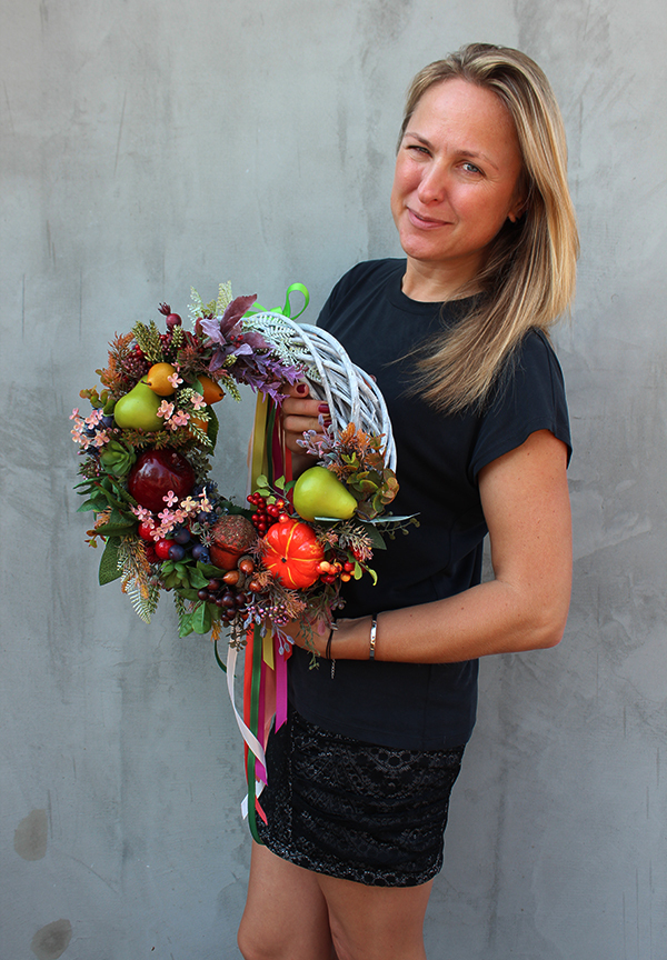 jesienny wianek na drzwi z owocami Piękno Jesieni, śr.36cm