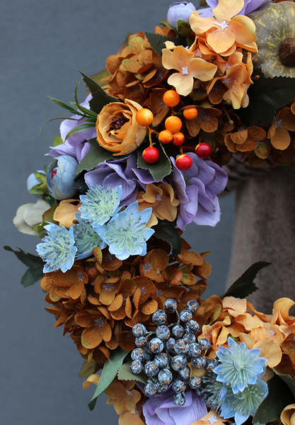 jesienny dekoracyjny wianek na drzwi Piękno Ogrodu, śr.40cm