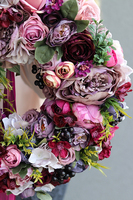 Fioletowa Malla, stonowany wianek z wstążkami, śr.44cm