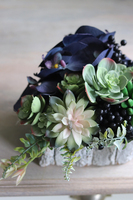 dekoracja z sukulentami i storczykiem, Serce Nera, wym.26x26x17cm