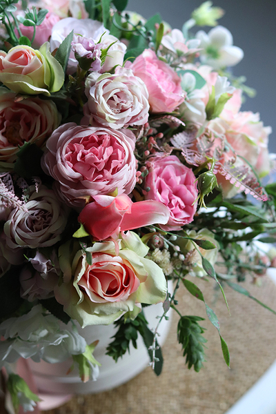 Pink Idylla, elegancki flowerbox w pastelowych barwach, wys.40cm