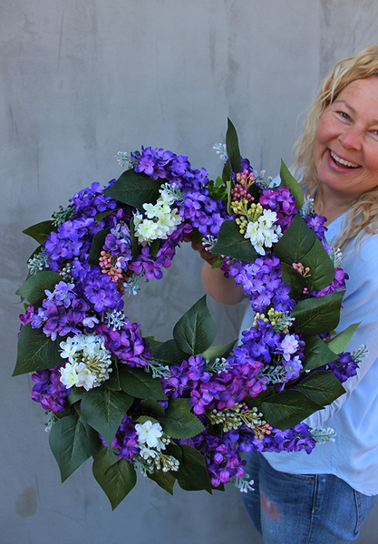 Bzy, wyjątkowy wiosenny wianek na drzwi, śr.45cm