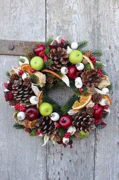 Jabuszka, świąteczny wianek / dekoracja, śr.27cm 